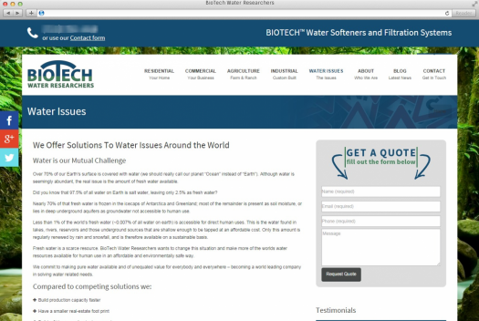 BioTech Water Researchers Water Issues Page