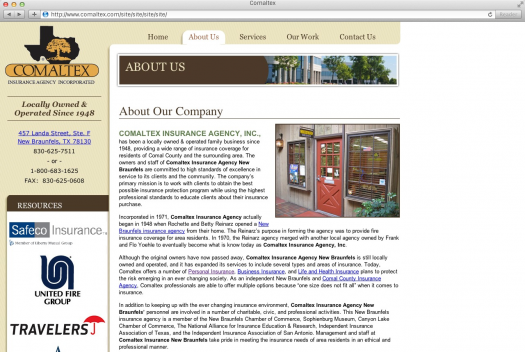 Comaltex Insurance Web Design Screen Shot