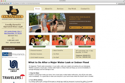 Comaltex Insurance Web Design Screen Shot