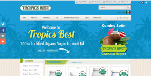 Tropics Best Coconut Oil Web Design