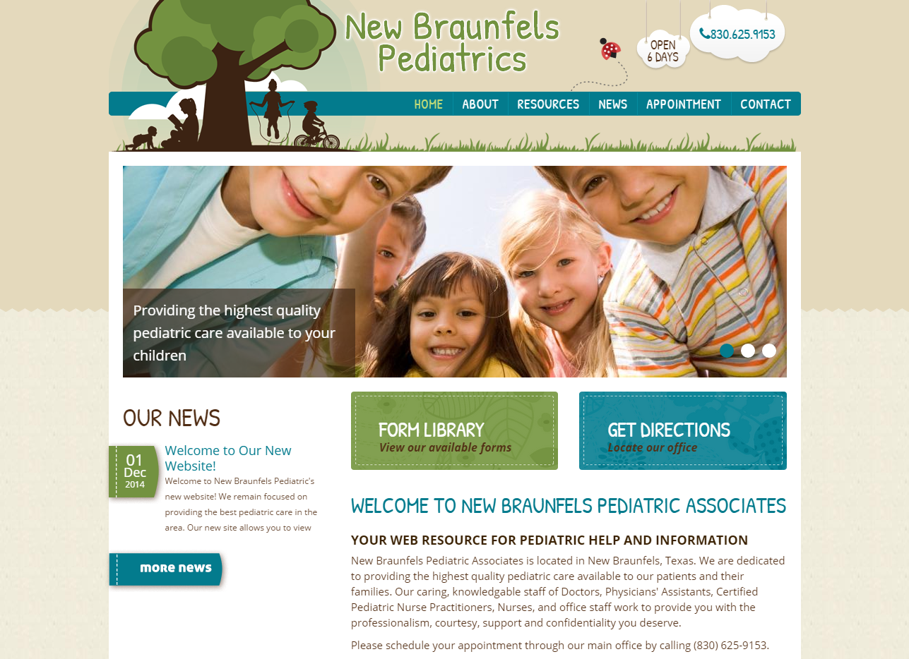 New Braunfels Pediatrics website