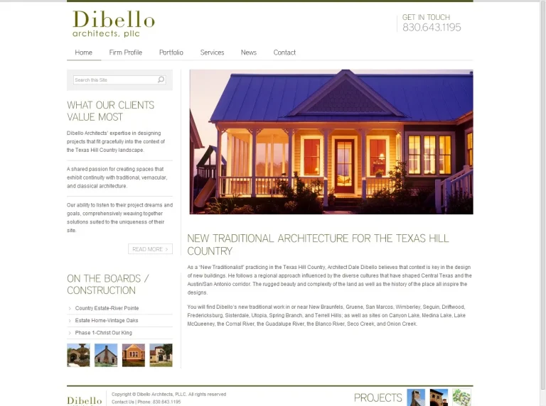 Dibello Architects website